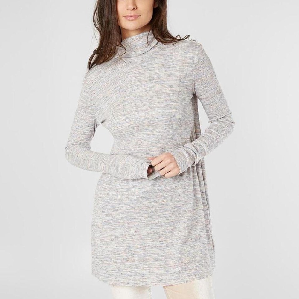 We The Free Stone Cold Tunic Women's Size Small Knit Gray Marled Turtleneck‎